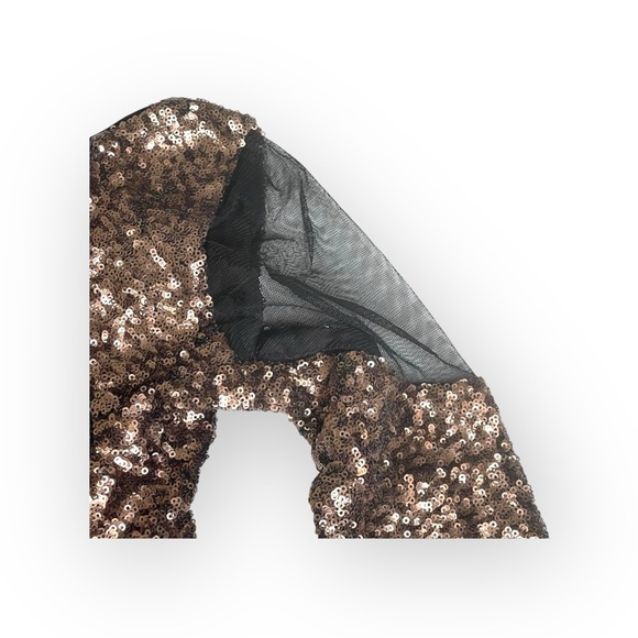 new Dress Population ☼ Sequin Body Con Cut Out Back Cocktail Dress ☼ Bronze ☼ - Picture 9 of 16